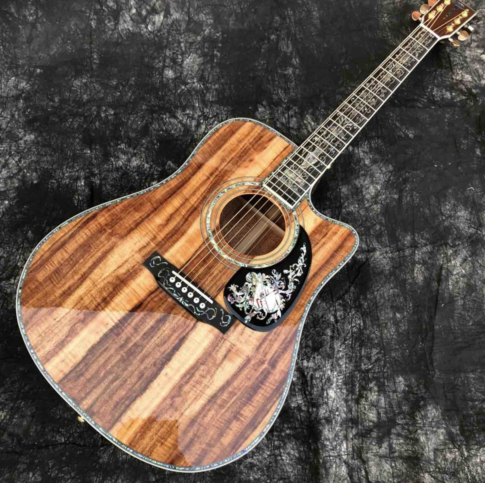 41 Inches 45D Model Real Abalone Koa Wood Electric Acoustic Guitar