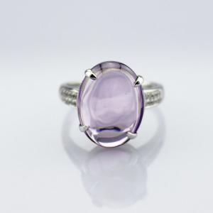 Quality 925 Sterling Silver Oval Dome Amethyst Ring(P24E) wholesale