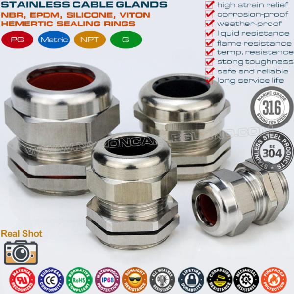 Cheap Weatherproof & Waterproof NPT Cable Glands (Cord Grips | Cable Grips) IP68 Stainless Steel Type 304, 316, 316L for sale
