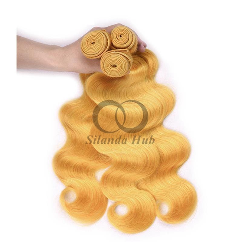 Yellow Body Wave Remy Human Hair Bundles Sew In Weave Bundles Brazilian Bundle Deals