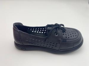 Quality black breathable hollow lace-up comfortable women's shoes with soft soles wholesale