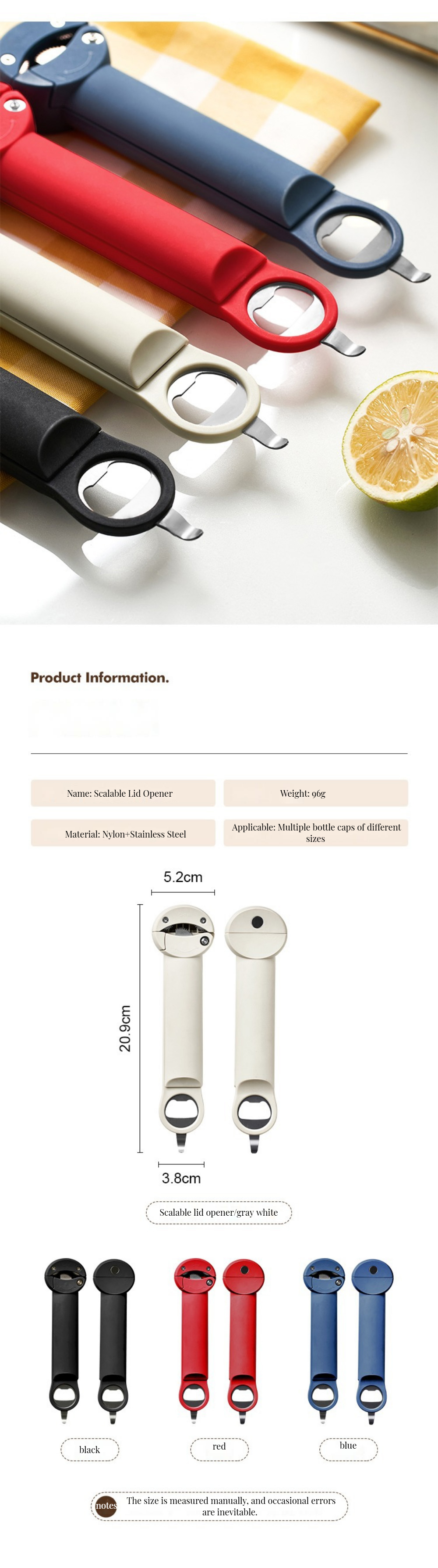 Multifunctional Magnetic Bottle Jar Opener for Wine Retractable Design User-Friendly