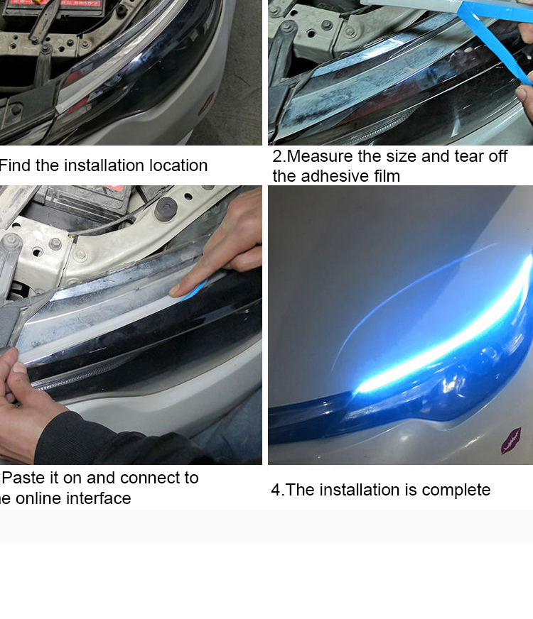 Emergency Car Headlight LED Tube Strip Double Color 300mm 450mm 600mm