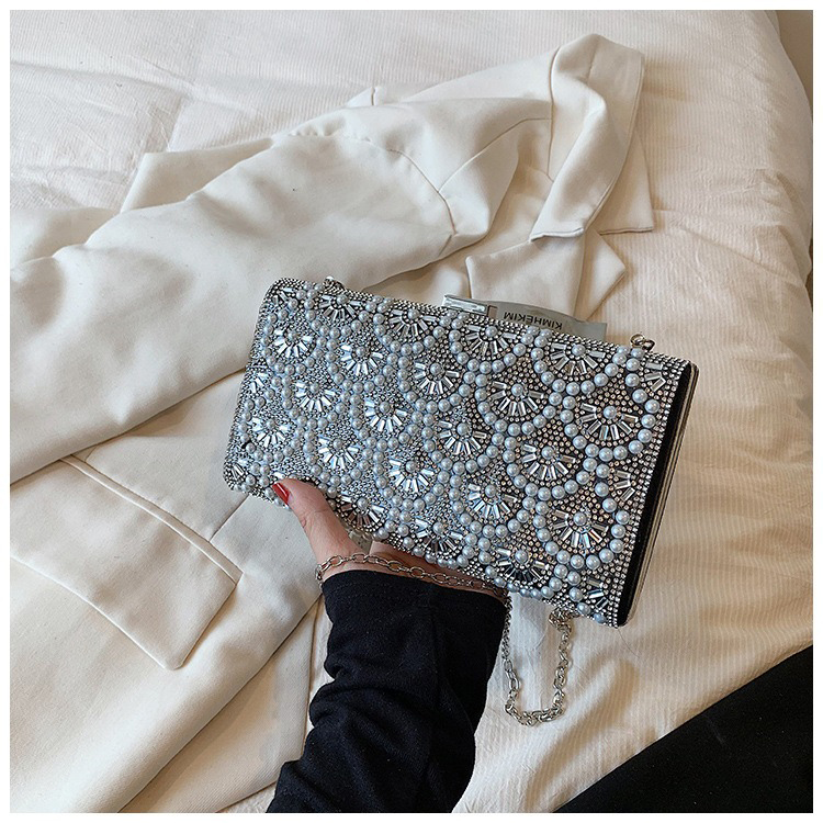 2023 Light Lady Pearl Chain Bags Lady Design Purses For Females Zipper Hasp Closure