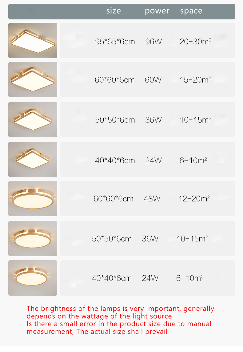Wood Led Ceiling Lights For Living Room Bedroom Kitchen Ceiling Lamp(WH-WA-59）