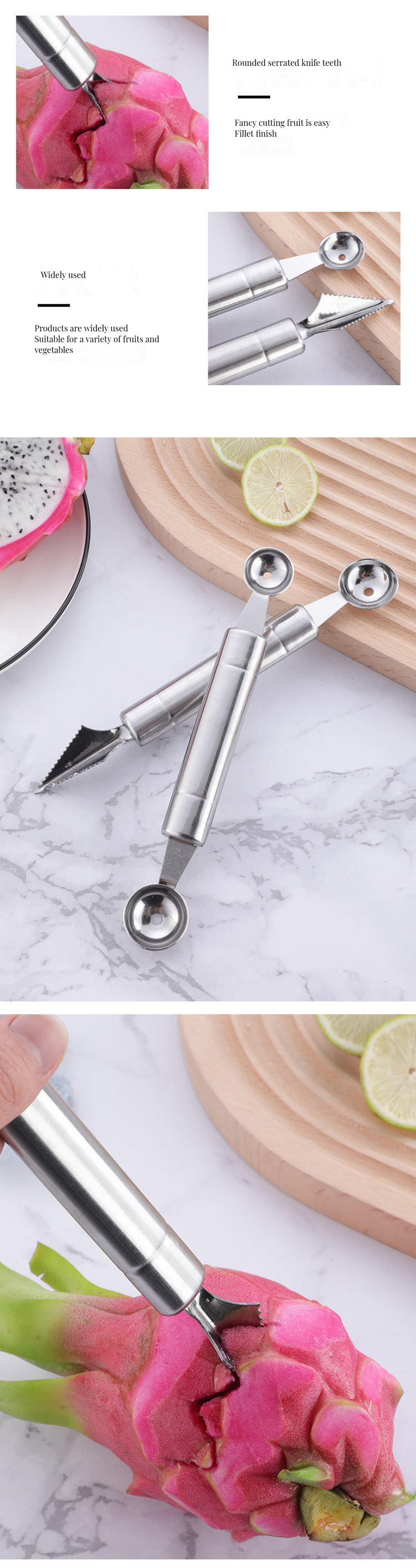 Hand Vegetable Slicer and Watermelon Ball Spoon Set for Multifunctional Kitchen Tools