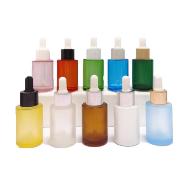 30ml Glass Frosted Dropper Bottle Cylindrical Essence Cosmetic Flat Shoulder