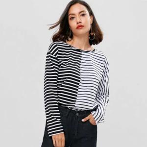 Quality Antumn Women Contrasting Stripes Long Sleeve T-shirt wholesale
