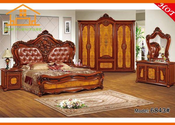big luxury antique wooden carved pu leather multi-purpose sofa bed iron bedroom