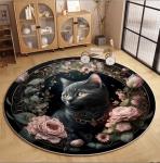 Round Cat Living Room Floor Carpets Polyester fiber 100*100cm