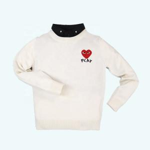 Quality Baby children winter clothing pullover with woven collar sweater tops infant toddler baby girls kids knitted sweater wholesale