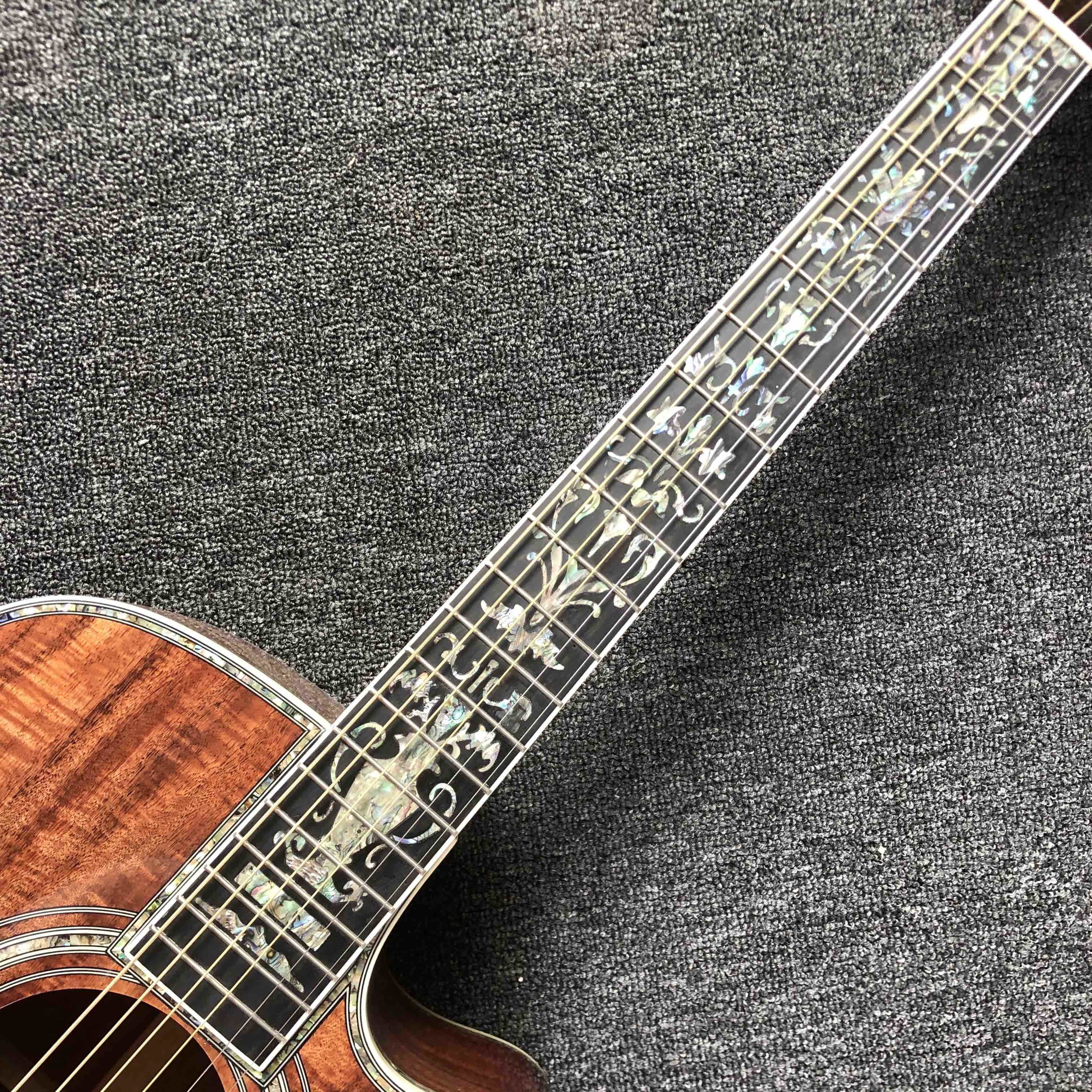 2020 New Handmade Cutaway Deluxe KOA Acoustic guitar solid koa wood with 100% all abalone inlay electric acoustic guitar