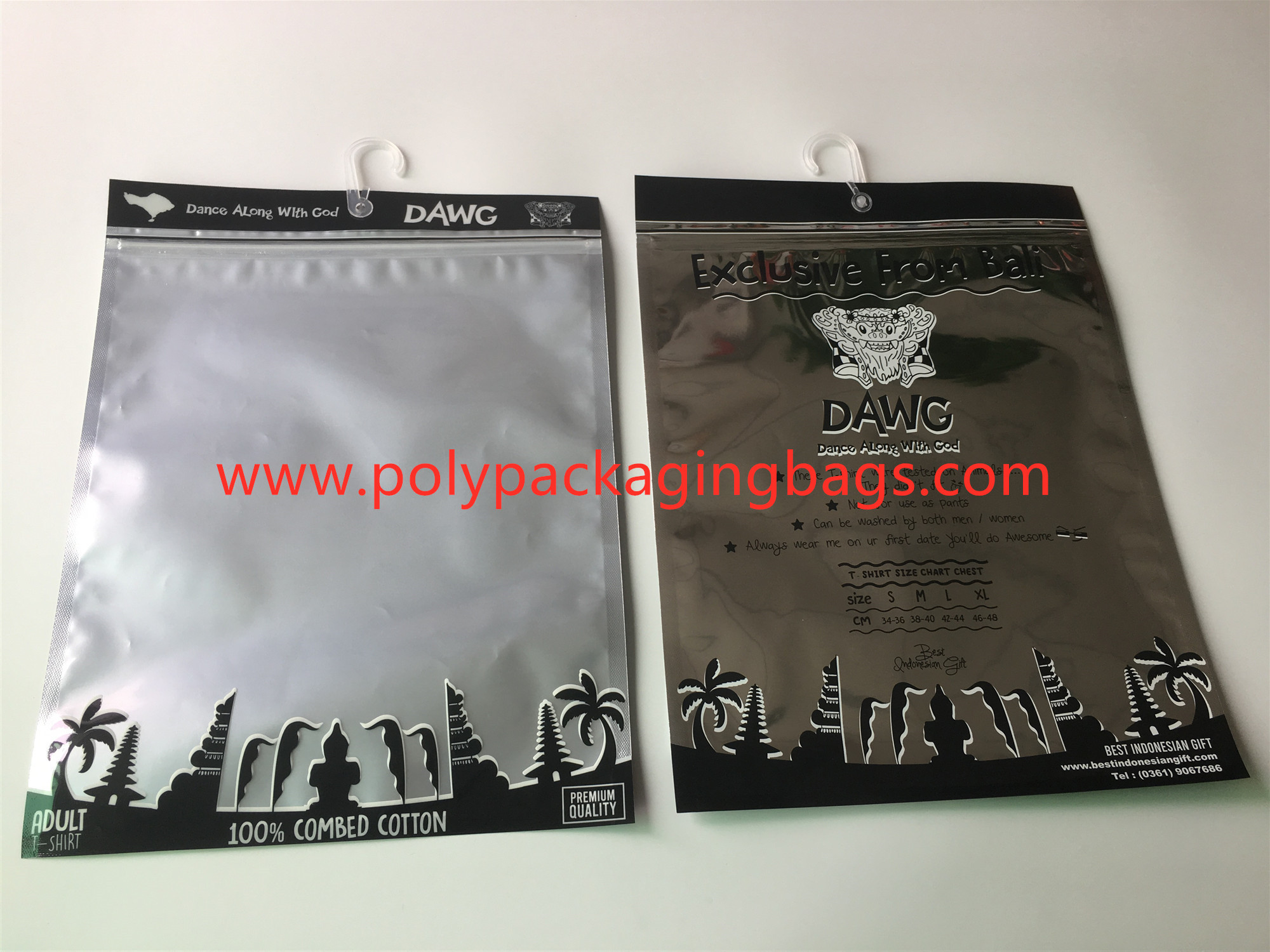 Custom Printed Laminated Zip Plastic Poly Bag With Hanger For Garment / Underwear