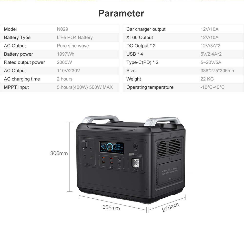 Indoor Lithium Portable Power Station For Tesla Rechargeable Tailgating 110V 220V 2000W