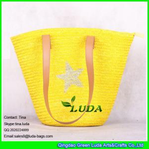 Quality LUDA fashon women straw bags painted star wheat straw tote beach bag wholesale