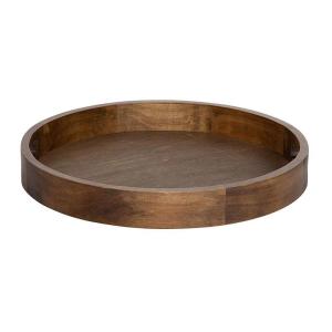 Quality Brown Round Walnut Rustic Wood Serving Tray Food With Handles wholesale