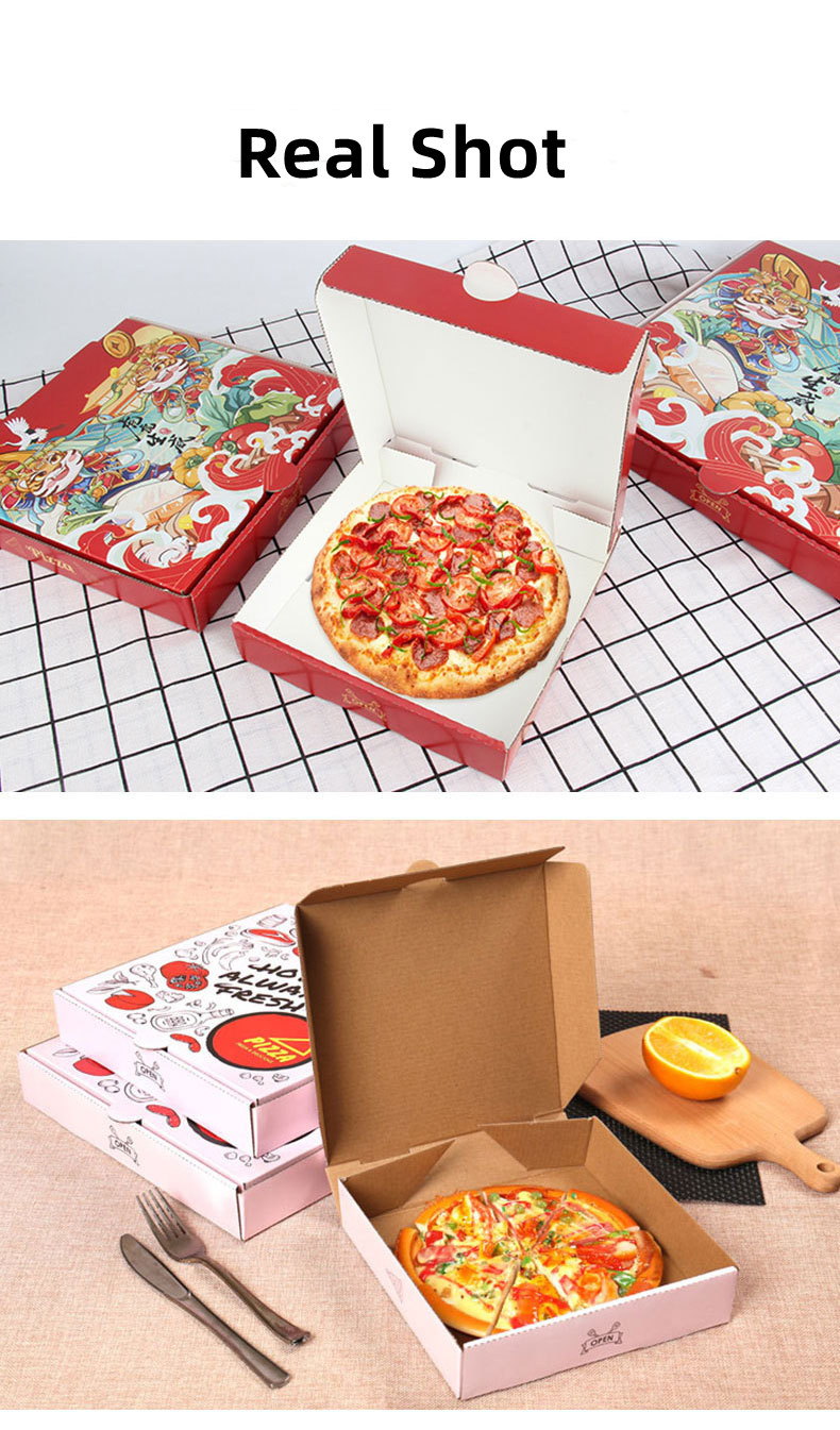 OEM Biodegradable Takeaway Pizza Boxes CMYK 4 Color Offest Printing