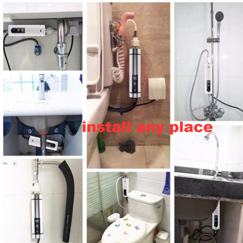 Tankless Bathroom Hot Water Tap instant Electric Shower Heater Faucet 3500-5500W