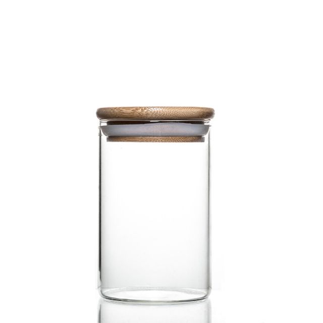 Hot Selling Jar Food Storage Canister Transparent Borosilicate Glass With Bamboo Cover