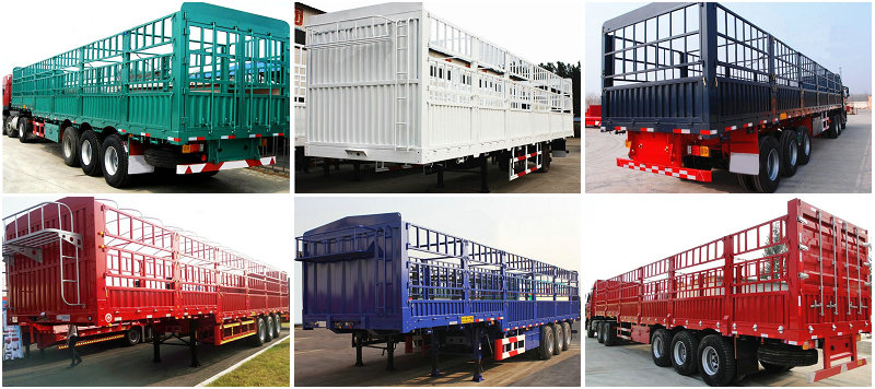 50Ton Leaf Spring Fence Cargo Transport Semi Trailer /Kin Pin 2''/3.5'' Bolt Type