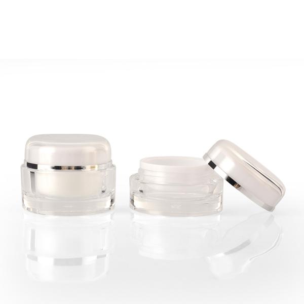 Double Wall Acrylic Round Hair Care Skincare Cream Jar Packaging With Dome Cap