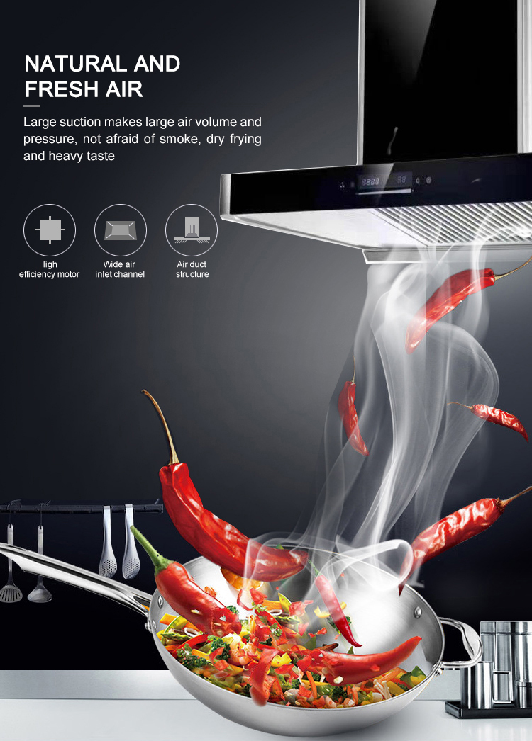 HUATAI T Shape Chimney Hood Stainless Steel Copper Motor Low Noise Function 200W Power