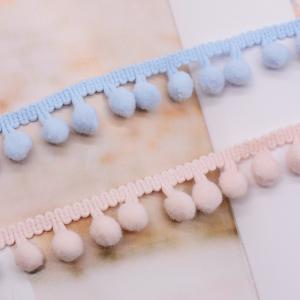 Quality Pink 2cm 100% Polyester Pom Pom Trim Ball Fringe wholesale