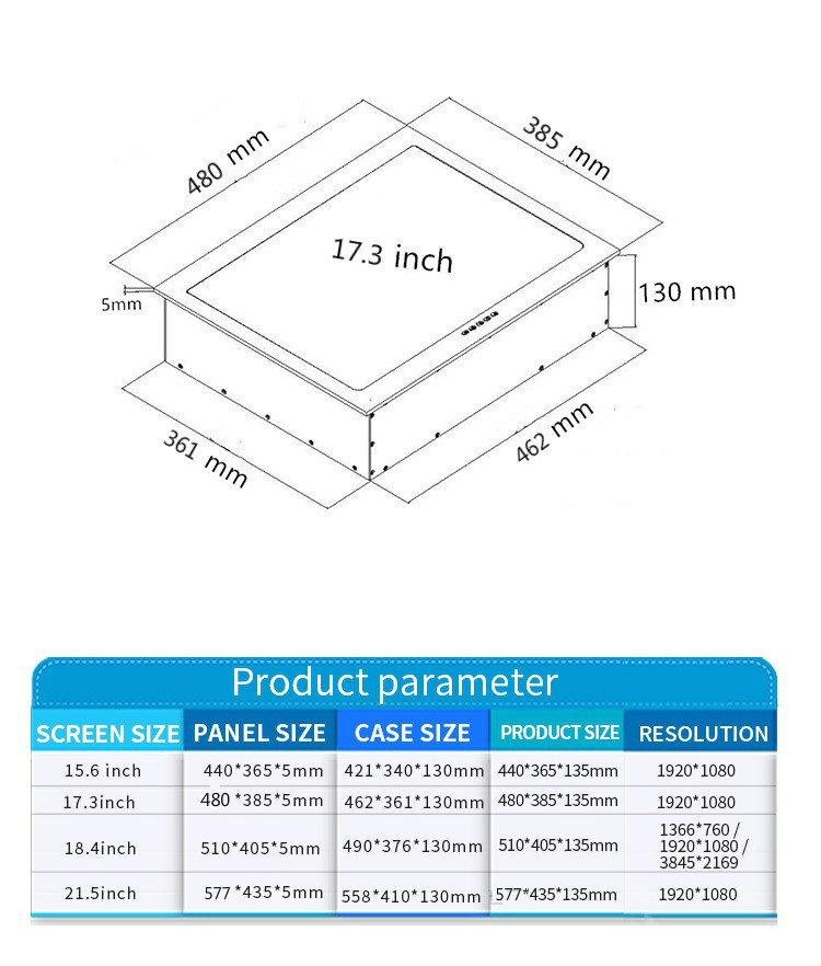 22 Inch Flip Up Laptop LCD Computer Monitor For Conference Table