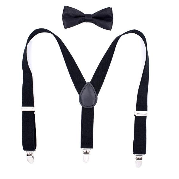 Black Leisure Cotton Children'S Clothing Accessories Elastic Suspenders Y Back