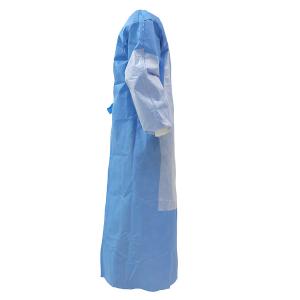 Quality Blue Ultrasonic Seam Non Woven SMS Isolation Gowns Medical Reinforced Surgical Gown wholesale