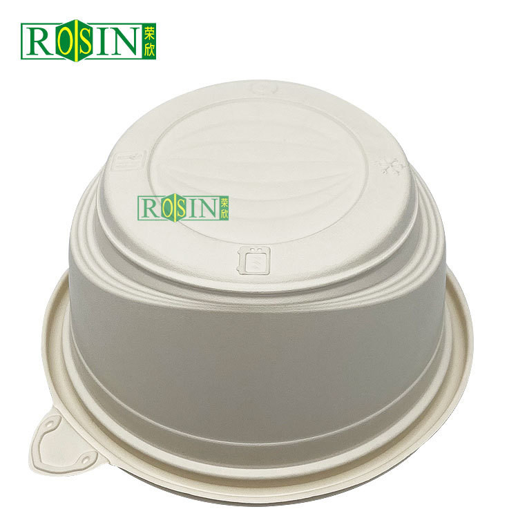 Disposable Biodegradable Container Round Corn Starch Bowl 900ml Capacity