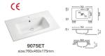 Flat Vessel Ceramic Vanity Sink 760MM Modern Bathroom Single Hole
