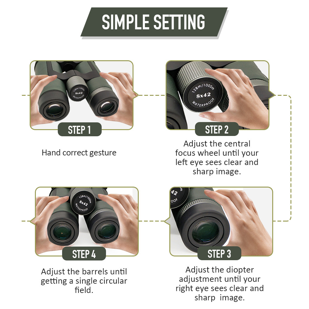 Waterproof 8x42 Roof Prism Binoculars For Hunting