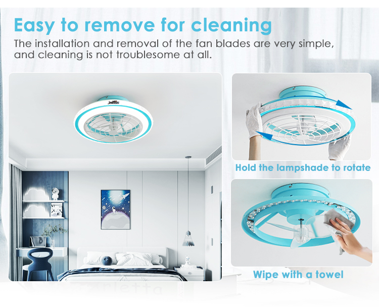 110-220V Home High Airflow Blue Ceiling Fan with OEM 1stshine LED and Blade Material