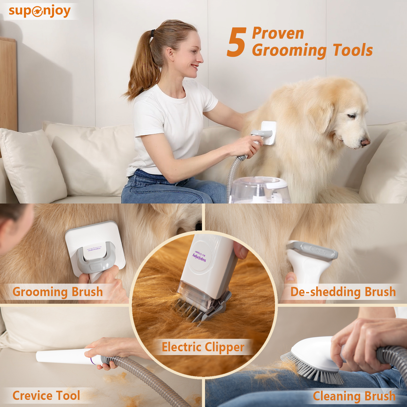 Pet Grooming Kit Vacuum Cleaner 5 in 1 P2 Pro Low Noise Pet Hair Remover Kit Dog Cat