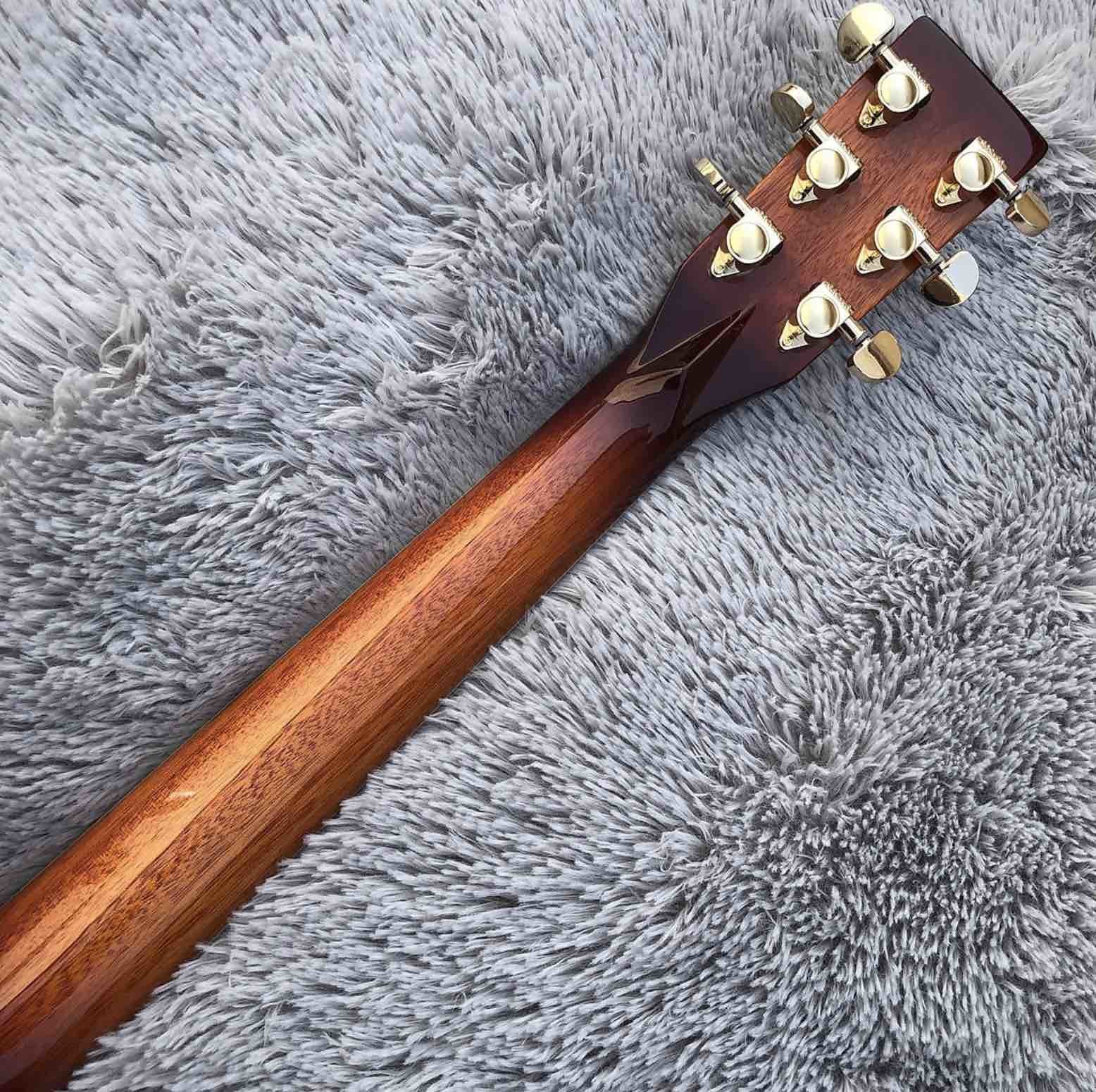 41" Solid Spruce Top Abalone D Style Acoustic Guitar with Burst Maple Body Ebony Fingerboard