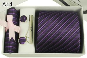 Quality cufflink hanky set woven silk necktie set wholesale