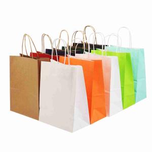 Quality ODM Recycling Colored Kraft Retail Paper Bags With Handle 16x8x22 wholesale