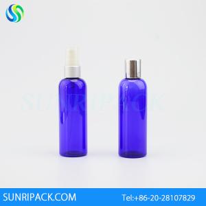 Quality 100ml blue Plastic bottles, 3.3oz cosmo round bottles, blue PET bottles wholesale