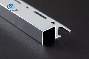 China OEM 6063 Aluminium Tile Trim Chrome Square Edge 8mm 2.5m Length on sale