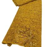 Gold guipure lace water-soluble embroidery fabric with sequins wedding dress