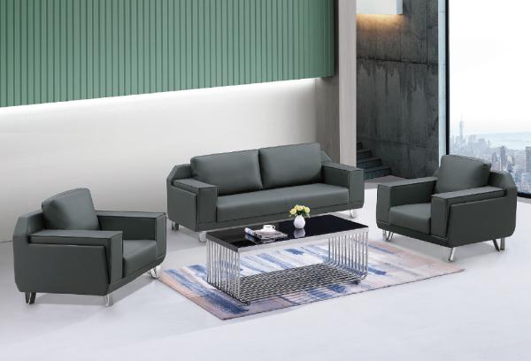 Leather Sofa Couch On Metal Frame Living Room Furniture Office Luxury Modern 3