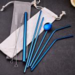 OEM 2in1 Coffee Cocktail Long Stainless Steel Straws With Spoon