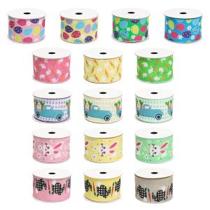 Quality Egg And Rabbit Easter Wired Ribbon 50mm 5cm Easter Bunny Ribbon wholesale