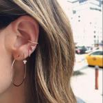 14K Gold Blossom Mini Huggie Diamond Trio Drop Earrings Silver Jewelry Main