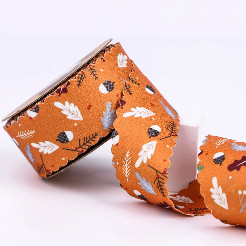 Round Dot Printed Polyester Ribbon 25mm-38mm Cotton Christmas Ribbon