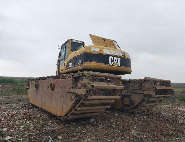 Used 20 Ton Amphibious Excavator, Caterpillar 320c Pontoon Floating Excavator on