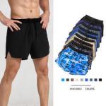 Sport Men′s Elastic Shorts Quick-Drying Breathable Quarter Trousers with Split