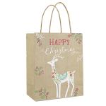 OEM Ultraportable Kraft Paper Christmas Bags , Recycled Paper Treat Bags With