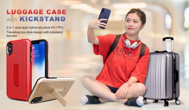 Luggage Case with Kickstand PC TPU Back Cover Color Blue For Samsung S9 Plus NOTE8 S7 Edage J2 Pro J5 Prime G530 J710